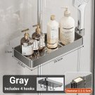 Update-Grey_Silver Aluminum Shower Storage Holder Rack Organizer Bathroom Shelf Shampoo Tray Stand N