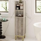 Greige_Bathroom Storage Cabinet, Small Corner Floor Cabinet with Door and Shelves, Narrow Toilet Pap