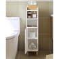 Rustic Brown_Bathroom Storage Cabinet, Small Corner Floor Cabinet with Door and Shelves, Narrow Toil