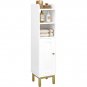 White_Bathroom Storage Cabinet, Small Corner Floor Cabinet with Door and Shelves, Narrow Toilet Pape