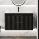 Black_30" Bathroom Vanity Cabinet with Sink Combo, Wall Mounted Floating Bathroom Vanity with 2 Big 
