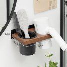black 1 cup B_Wooden Beauty Hair Appliance Holder Bathroom Wall Mount Hair Dryer Holder Hair Care &a