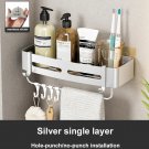 B silver 1 layer_Shower Corner Shelf Bathroom Storage Shelves No Drilling  Space Aluminum Adhesive S