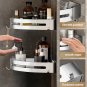 black 1 layer_Shower Corner Shelf Bathroom Storage Shelves No Drilling  Space Aluminum Adhesive Shel