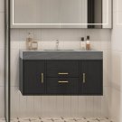 Dark Grey_48 Inch Wall Mounted Bathroom Vanity with Sintered Stone Countertop and Ceramic Basin Sink