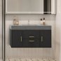 Dark Grey_48 Inch Wall Mounted Bathroom Vanity with Sintered Stone Countertop and Ceramic Basin Sink