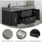 Dark Grey_48 Inch Wall Mounted Bathroom Vanity with Sintered Stone Countertop and Ceramic Basin Sink
