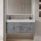 Grey_48 Inch Wall Mounted Bathroom Vanity with Sintered Stone Countertop and Ceramic Basin Sink with