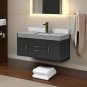 Grey_48 Inch Wall Mounted Bathroom Vanity with Sintered Stone Countertop and Ceramic Basin Sink with