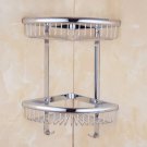 2 layer chrome_Vidric Luxury Gold/Chrome/Vintage bathroom brass shelves shampoo holder corner bath b