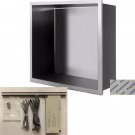 Grey With Led Light_1Piece Square SUS304 Lacquered Recessed Bath Wall Niche LED Light Single Shelf O