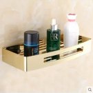 single tier gold_Wall Mounted Black/Gold/Rose Gold/White Square Bathroom Shelf Soap Basket Bath Show