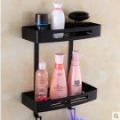 two tier black_Wall Mounted Black/Gold/Rose Gold/White Square Bathroom Shelf Soap Basket Bath Shower