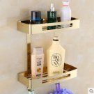 two tier gold_Wall Mounted Black/Gold/Rose Gold/White Square Bathroom Shelf Soap Basket Bath Shower 