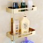 two tier gold_Wall Mounted Black/Gold/Rose Gold/White Square Bathroom Shelf Soap Basket Bath Shower 