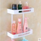 two tier white_Wall Mounted Black/Gold/Rose Gold/White Square Bathroom Shelf Soap Basket Bath Shower