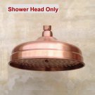 Shower Head Only_Antique Red Copper Round 8" Rainfall Shower Head, Extension Pipe Wall Arm Shower Ar