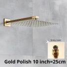 Gold Polish 10 inch_Rainfall Shower Head 8"/10"/12" Square Bathroom Ultrathin Rain Top Shower Head w