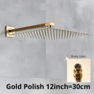 Gold Polish 12 inch_Rainfall Shower Head 8"/10"/12" Square Bathroom Ultrathin Rain Top Shower Head w