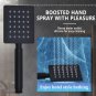 Black_1 Set Black High Pressure Square 8 Inch Rain Shower Head With High Pressure Handheld Shower Co