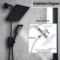Silver_1 Set Black High Pressure Square 8 Inch Rain Shower Head With High Pressure Handheld Shower C