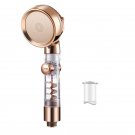 gold_VILOYI Turbocharged Shower Head 3 Modes High Pressure Water Saving Adjustable Handheld Showerhe