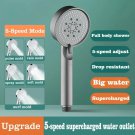 grey_High Pressure Showerhead 4 Mode Rain Shower Head Massage Shower Head One-Key Stop Water With Fi