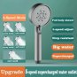 grey_High Pressure Showerhead 4 Mode Rain Shower Head Massage Shower Head One-Key Stop Water With Fi