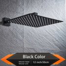 Black 12 Inch_Rozin Brushed Golden Rainfall Shower Head Bathroom 8/10/12" Ultrathin Style Top Shower