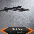 Black 8 Inch_Rozin Brushed Golden Rainfall Shower Head Bathroom 8/10/12" Ultrathin Style Top Shower 