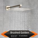 Brushed Golden 8_Rozin Brushed Golden Rainfall Shower Head Bathroom 8/10/12" Ultrathin Style Top Sho