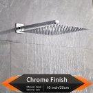 Chrome 10 Inch_Rozin Brushed Golden Rainfall Shower Head Bathroom 8/10/12" Ultrathin Style Top Showe