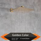 Golden 8 Inch_Rozin Brushed Golden Rainfall Shower Head Bathroom 8/10/12" Ultrathin Style Top Shower