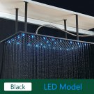 Black LED_Rozin LED Matte Black Shower Head 40*80cm Large Size Rainfall Shower Heads  Ceiling Mounte