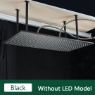 Black NO LED_Rozin LED Matte Black Shower Head 40*80cm Large Size Rainfall Shower Heads  Ceiling Mou