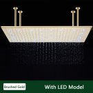 Brushed Gold LED_Rozin LED Matte Black Shower Head 40*80cm Large Size Rainfall Shower Heads  Ceiling