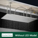 Brushed NO LED_Rozin LED Matte Black Shower Head 40*80cm Large Size Rainfall Shower Heads  Ceiling M