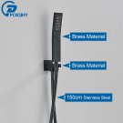 Black A_POIQIHY Golden Handshower Head 150cm stainless steel Shower Hose Plastic Bracket Shower Fauc