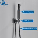 Black C_POIQIHY Golden Handshower Head 150cm stainless steel Shower Hose Plastic Bracket Shower Fauc