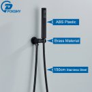 Black D_POIQIHY Golden Handshower Head 150cm stainless steel Shower Hose Plastic Bracket Shower Fauc