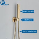 Brushed Gold B_POIQIHY Golden Handshower Head 150cm stainless steel Shower Hose Plastic Bracket Show