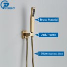 Brushed Gold C_POIQIHY Golden Handshower Head 150cm stainless steel Shower Hose Plastic Bracket Show