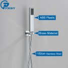 Chrome A_POIQIHY Golden Handshower Head 150cm stainless steel Shower Hose Plastic Bracket Shower Fau