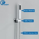 Chrome D_POIQIHY Golden Handshower Head 150cm stainless steel Shower Hose Plastic Bracket Shower Fau