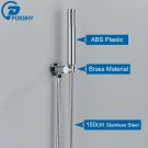 Chrome E_POIQIHY Golden Handshower Head 150cm stainless steel Shower Hose Plastic Bracket Shower Fau
