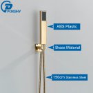 Golden A_POIQIHY Golden Handshower Head 150cm stainless steel Shower Hose Plastic Bracket Shower Fau