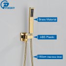 Golden B_POIQIHY Golden Handshower Head 150cm stainless steel Shower Hose Plastic Bracket Shower Fau