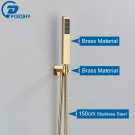 Golden D_POIQIHY Golden Handshower Head 150cm stainless steel Shower Hose Plastic Bracket Shower Fau