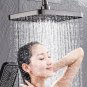 Round Black_Large Flow Supercharge Rainfall Showerhead Rainfall Shower Head Bathroom Faucet Replacem