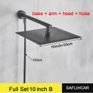 full set 10inch B_Stainless Steel Black Shower Head 8/10/12 Inch Chrome Rainfall Bath Head Wall Moun